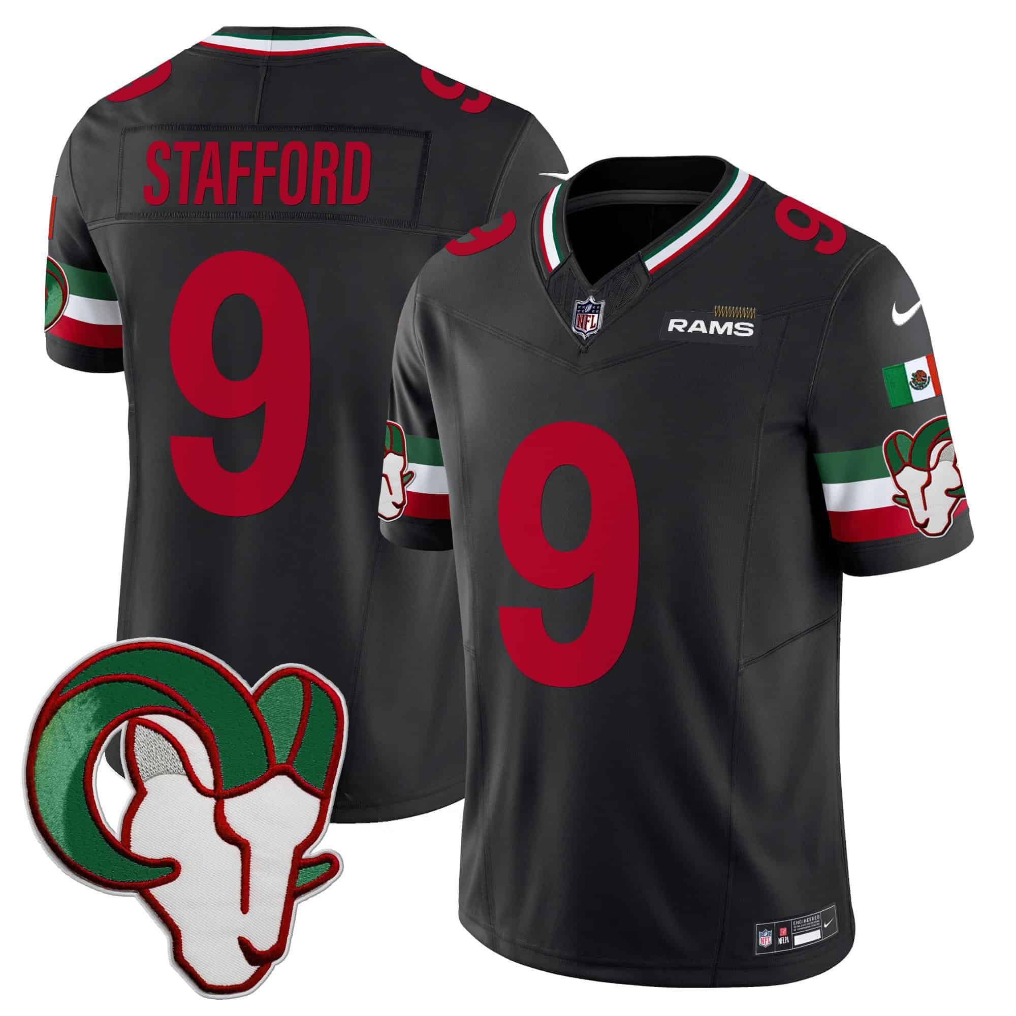 Men Los Angeles Rams #9 Stafford Black 2024 Nike Mexico Vapor Limited NFL Jersey